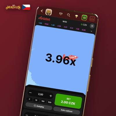Funkce dvojité sázky Dual bet v Aviator hře Magius Casino – dva panely vedle sebe