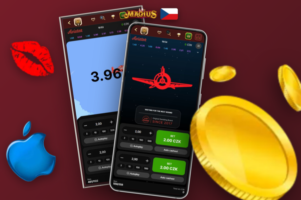 Ovládací panel Aviator v Magius Casino s polem pro sázku a tlačítkem cash out