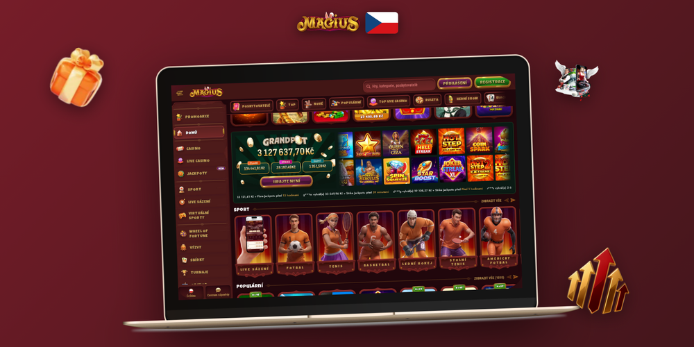 Magius Casino na PC – přehledné rozhraní s dlaždicemi her na monitoru